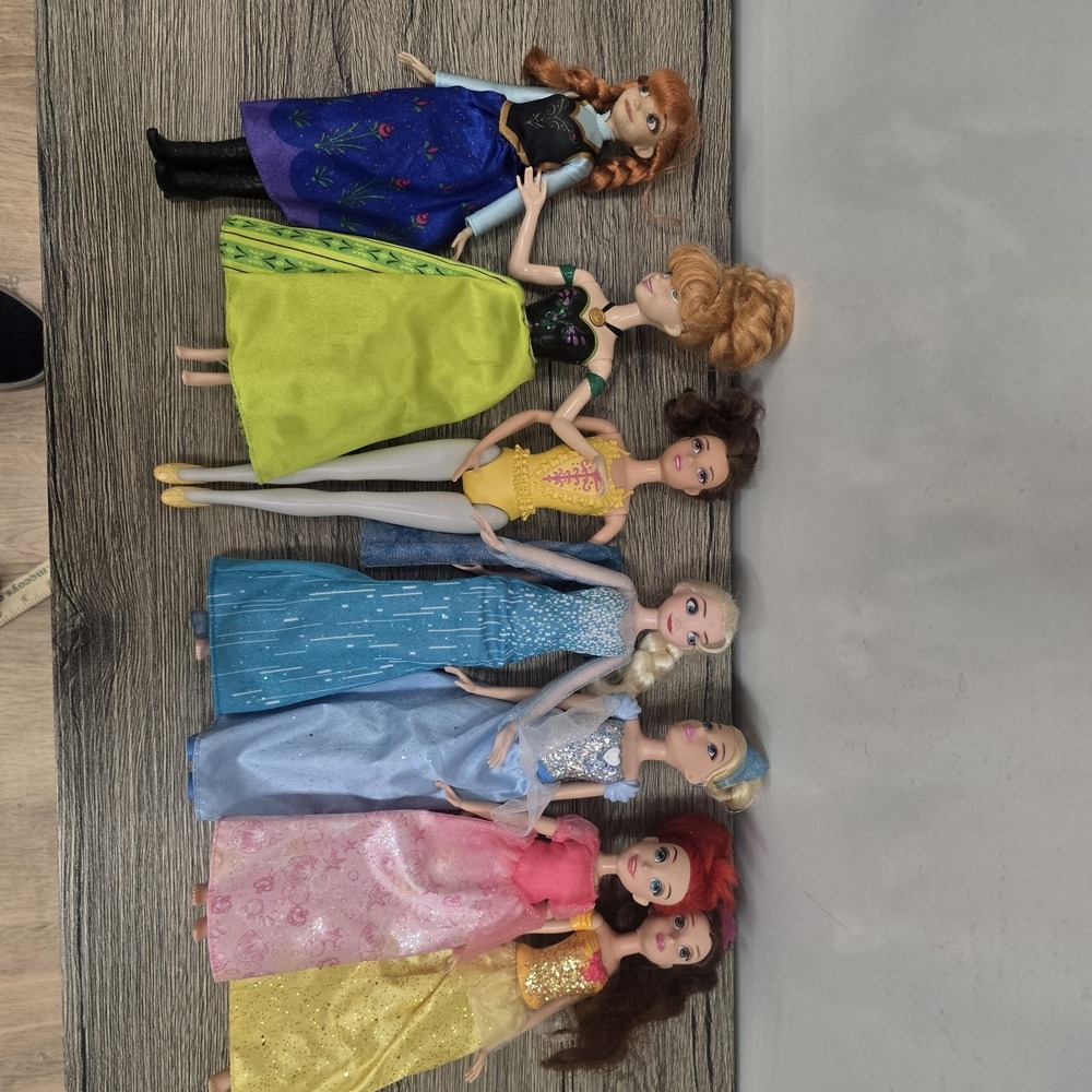 Lot of 7 Disney Dolls Princess Elsa Belle Anna Cinderella Ariel Beauty Beast - Picture 1 of 7